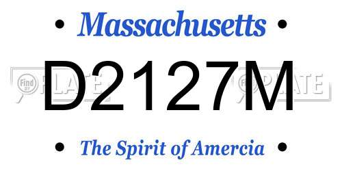 D2127M Massachusetts License Plate