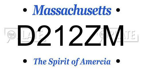 D212ZM Massachusetts License Plate