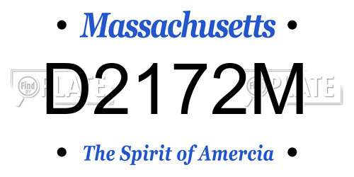 D2172M Massachusetts License Plate