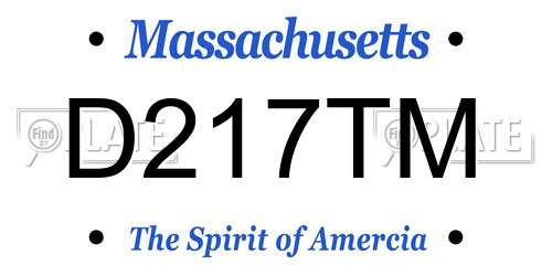 D217TM Massachusetts License Plate
