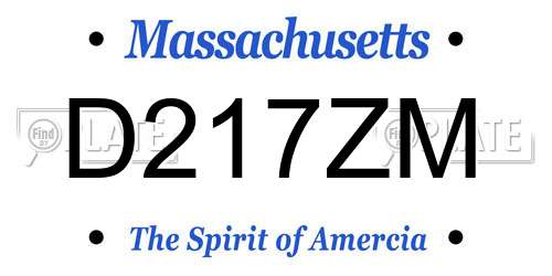 D217ZM Massachusetts License Plate