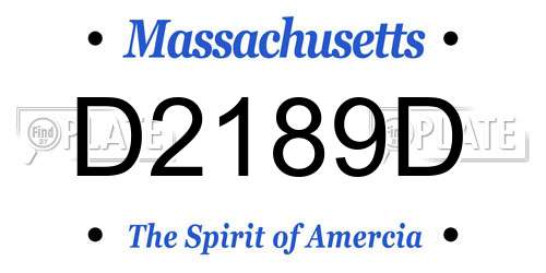 D2189D Massachusetts License Plate