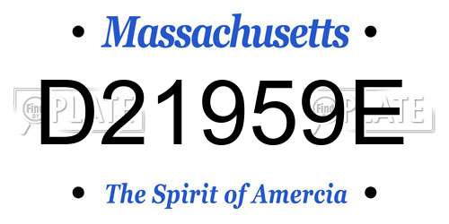 D21959E Massachusetts License Plate