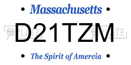 D21TZM Massachusetts License Plate