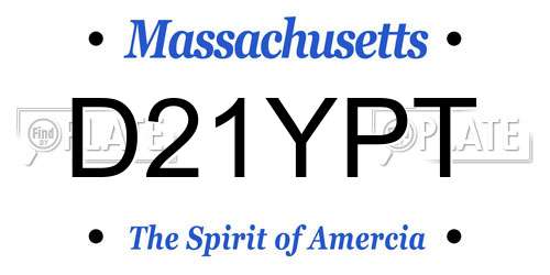 D21YPT Massachusetts License Plate