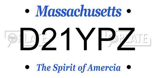 D21YPZ Massachusetts License Plate