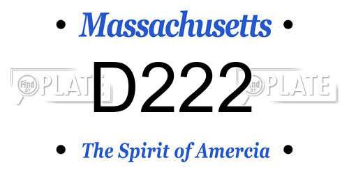 D222 Massachusetts License Plate