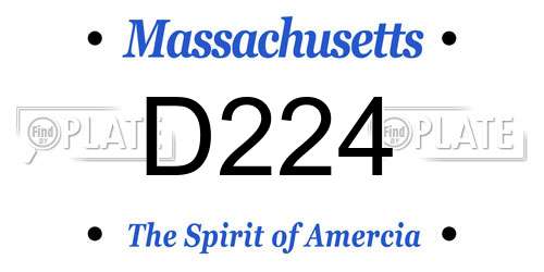 D224 Massachusetts License Plate