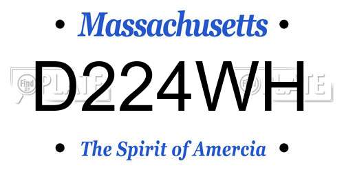 D224WH Massachusetts License Plate