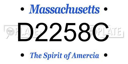 D2258C Massachusetts License Plate