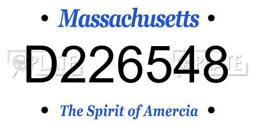 D226548 Massachusetts License Plate