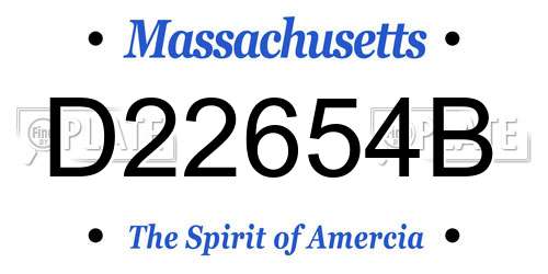 D22654B Massachusetts License Plate