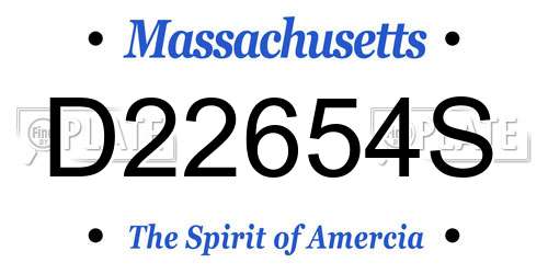 D22654S Massachusetts License Plate