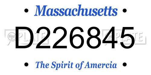 D226845 Massachusetts License Plate