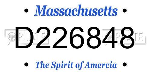 D226848 Massachusetts License Plate