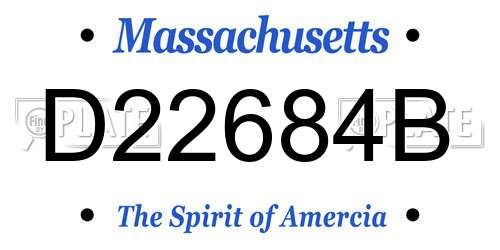 D22684B Massachusetts License Plate