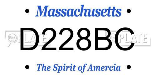 D228BC Massachusetts License Plate