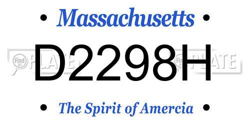 D2298H Massachusetts License Plate