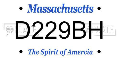 D229BH Massachusetts License Plate