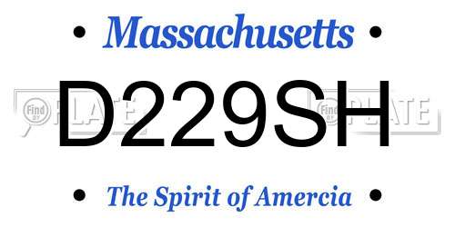 D229SH Massachusetts License Plate