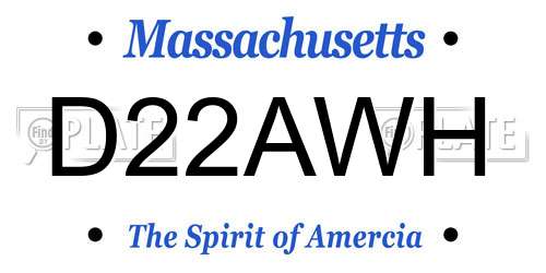 D22AWH Massachusetts License Plate