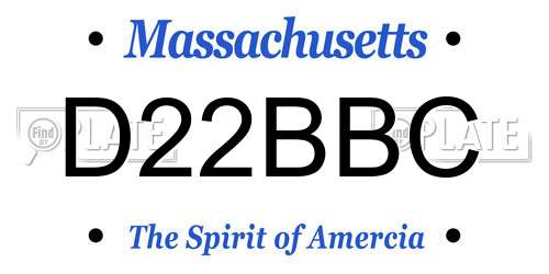 D22BBC Massachusetts License Plate