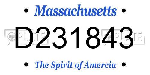 D231843 Massachusetts License Plate