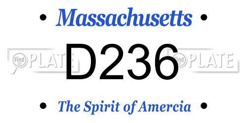 D236 Massachusetts License Plate