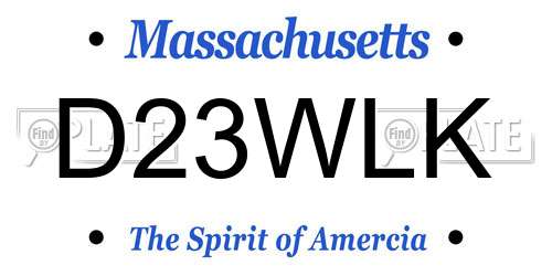 D23WLK Massachusetts License Plate