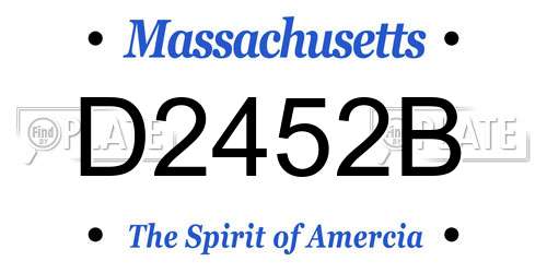 D2452B Massachusetts License Plate