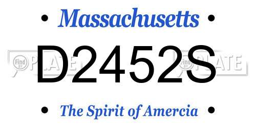 D2452S Massachusetts License Plate