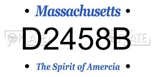 D2458B Massachusetts License Plate
