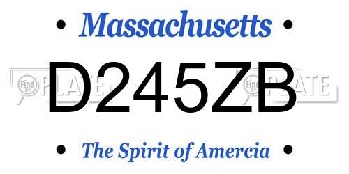 D245ZB Massachusetts License Plate
