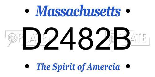 D2482B Massachusetts License Plate