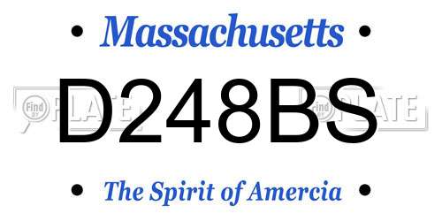 D248BS Massachusetts License Plate