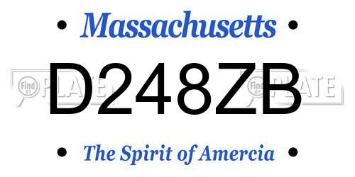 D248ZB Massachusetts License Plate
