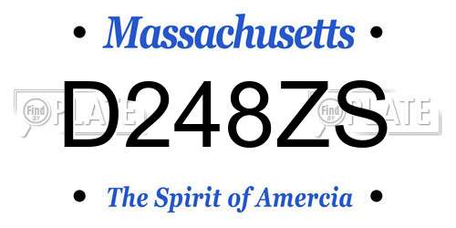 D248ZS Massachusetts License Plate