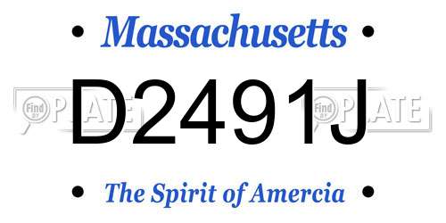 D2491J Massachusetts License Plate