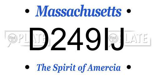 D249IJ Massachusetts License Plate