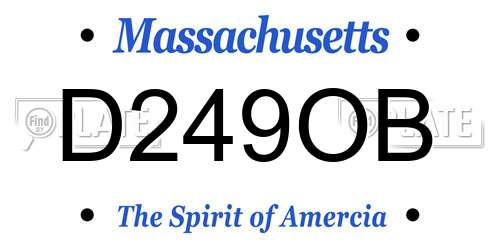 D249OB Massachusetts License Plate