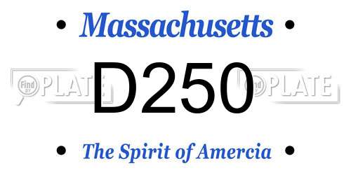 D250 Massachusetts License Plate