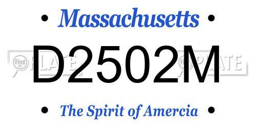 D2502M Massachusetts License Plate