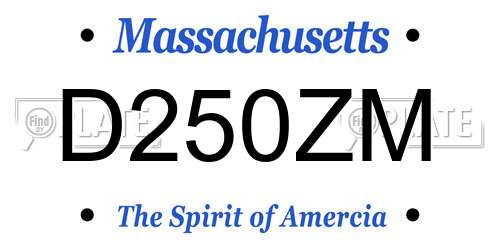 D250ZM Massachusetts License Plate