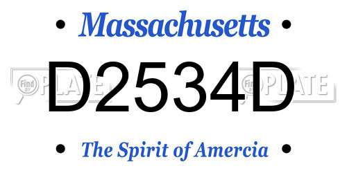 D2534D Massachusetts License Plate
