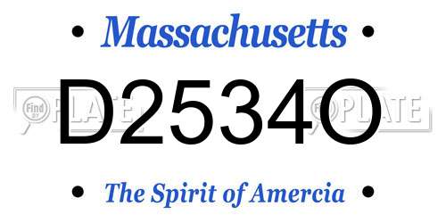 D2534O Massachusetts License Plate