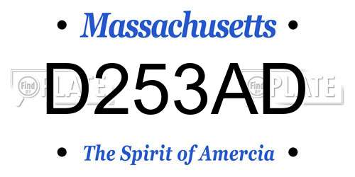 D253AD Massachusetts License Plate