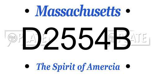 D2554B Massachusetts License Plate