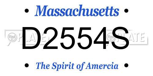 D2554S Massachusetts License Plate