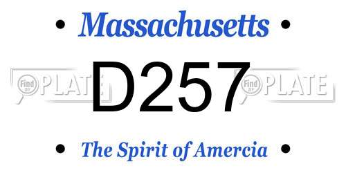 D257 Massachusetts License Plate