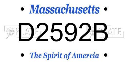D2592B Massachusetts License Plate